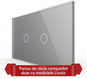 Panou Intrerupator Simplu + Simplu cu Touch LIVOLO din Sticla, Standard Italian – 4M