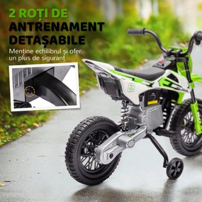 AIYAPLAY Motocicleta Electrică Copii pentru copii 3-6 ani cu 2 motoare, 2.4-5 km/h, 107x56x70 cm, verde | Aosom Romania