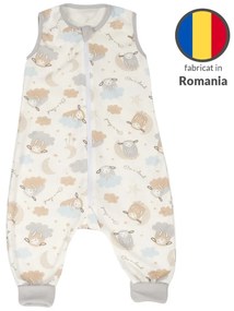 Sac dormit copii de vara din bumbac cu picioare 6-18 luni Kidizi On a Cloud Pastel, 0.5 tog, mansete transformabile in soseta