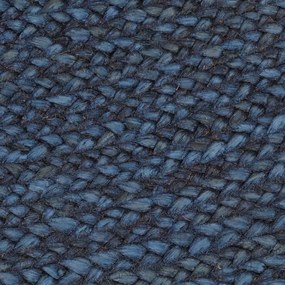 Covor impletit reversibil bleumarin natural 150 cm iuta rotund Albastru, 150 cm