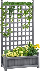 Outsunny jardinieră înălțată cu spalier, jardinieră pentru flori, arc pentru trandafiri cu suport pentru plante cățărătoare, lemn, gri, 64 x 28 x 120 cm | Aosom Romania