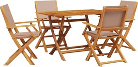 vidaXL Set mobilier de grădină 5 piese textil taupe/lemn masiv