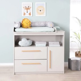 Comodă de copii gri deschis cu masă de schimbat 107x98x75 cm Lea – Roba