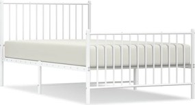vidaXL Cadru de pat metalic cu tăblie de cap/picioare, alb, 100x200 cm