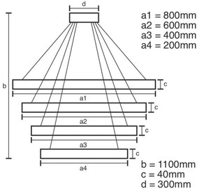 Lustră LED dimabilă pe cablu LED/165W/230V 3000-6500K + telecomandă