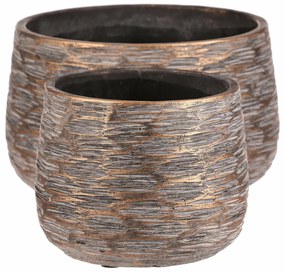 Set de recipiente din beton Rýha, 2 buc., gri, înălțime 13 cm