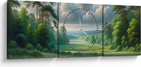 Tablou - Peisaj verde (cu ceas) (90x30 cm)