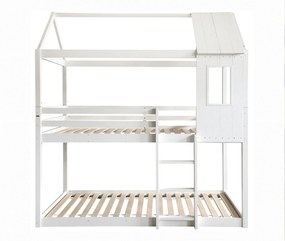 Pat supraetajat Montessori ATRISA 90x200, alb, lemn, cu somiera
