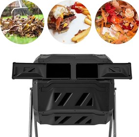 Compostor rotativ cu două camere de 160 litri