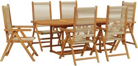 vidaXL Set mobilier de grădină 7 piese polipropilenă bej/lemn masiv