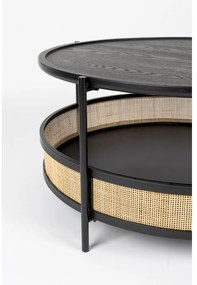 Măsuță de cafea neagră/în culoare naturală rotundă ø 80 cm Makoto – White Label