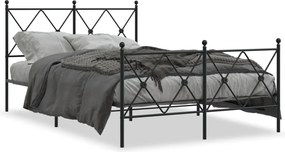 vidaXL Cadru pat metalic cu tăblie de cap/picioare, negru, 120x200 cm