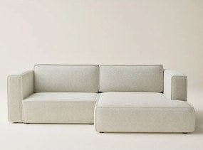 Colțar crem extensibil/cu spațiu de depozitare cu tapițerie din chenille (cu colț pe partea dreaptă/cu șezlong) Velto – Maison de Rêve