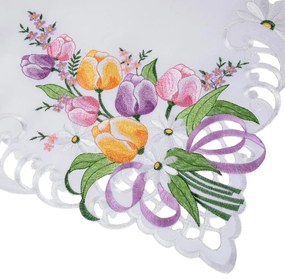 Faţă de masă brodată LALELE COLORATE 85 x 85 cm