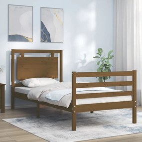 3194039 vidaXL Cadru de pat cu tăblie, maro miere, 90x200 cm, lemn masiv