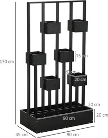 Outsunny Jardiniere inaltă cu grindă din lemn pentru plante, legume, flori sau ierburi aromatice, dim. 90L x 45L x 170H cm | Aosom Romania