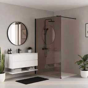 Paravan de dus fumuriu Rea Flexi Brown 110 cm negru