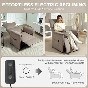 HOMCOM Fotoliu Reclinabil de Living Electric cu Suport pentru Picioare Maro | Aosom Romania