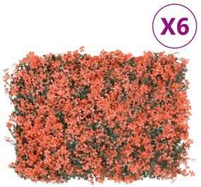 vidaXL Gard din frunze arțar artificiale 6 buc. roșu deschis 40x60 cm