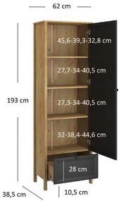 Dulap cu rafturi Bruselas (stejar craft auriu + negru) . 1116783