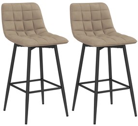 HOMCOM Scaune de bar nordic 84 cm maro din catifea si metal | Aosom Romania