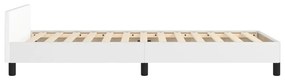 Cadru de pat cu tablie, alb, 90x200 cm, piele ecologica Alb, 90 x 200 cm, Design simplu