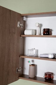 Set Mobilier Baie Bryce, Include Baza Lavoar, Lavoar și Corp cu Oglinda, 65 cm, Nuc
