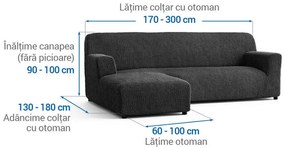 Huse bielastice COSTINA antracit canapea cu otoman stânga (l. 170 - 300 cm)