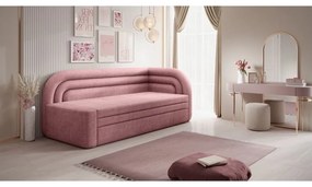 Canapea roz extensibilă/cu spațiu de depozitare cu tapițerie din chenille cu colț pe partea dreaptă 223 cm Fabillo – ELTAP