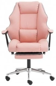 Scaun Directorial, Funcție Recliner, Suport Picioare, Piele PU, SIB OS 051, Roz