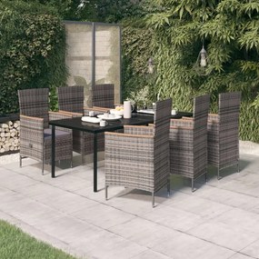 3099435 vidaXL Set mobilier pentru grădină, cu perne, 7 piese, gri