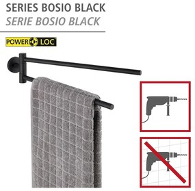 Suport pentru prosoape negru mat autoadeziv din oțel inoxidabil Bosio – Wenko