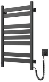 Radiator de baie tip scară LARGO cu termostat, 432W/230V, 80,6 cm, IP44, negru, cu racordare pe partea dreaptă
