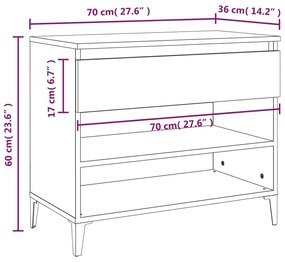 Pantofar, stejar maro, 70x36x60 cm, lemn prelucrat