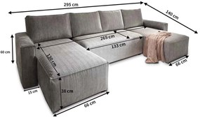 Coltar in forma de U SMART COSARO 295x140 cm, mustar