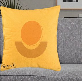 Perna Decorativa Geometric Boho Luna si Disc, 40x40 cm, Galben, Husa Detasabila, Perna Inclusa, BEKZ®