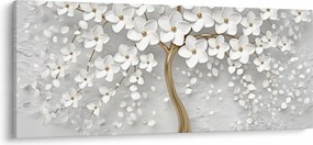 Tablou cu copac alb cu flori (120x50 cm)