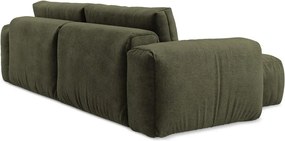 Colțar verde extensibil cu tapițerie din chenille (cu colț pe partea stângă/cu șezlong) Kuki – Makamii