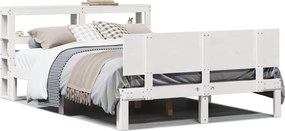 vidaXL Cadru de pat cu tăblie, alb, 150x200 cm lemn masiv pin