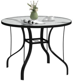Outsunny Masă Rotundă de Grădină pentru Maxim 4 Persoane cu Gaură pentru Umbrelă, Ø96,5x71 cm, Negru | Aosom Romania