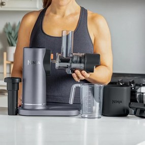 Storcator Ninja Cold Press JC151EU, 150W, 700 ml, Presare la rece, 2 filtre, Fara BPA, Functie reverse, Negru/gri