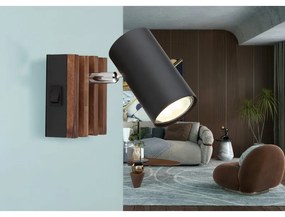 Aplica cu Spot directionabil metal negru lemn KAYDEN