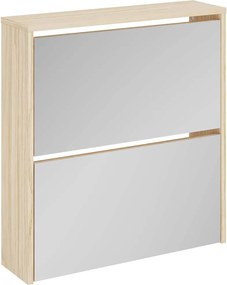 vidaXL Pantofar cu oglindă 2 niveluri, culoare stejar, 63 x 17 x 67 cm