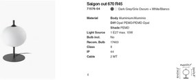 Lampa de iluminat exterior decorativ SAIGON 60/R45 gri/alb