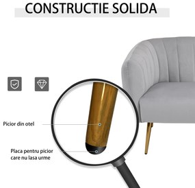 HOMCOM Canapea 2 Locuri Design Modern Captusita cu Cotiere si Spatar, Gri
