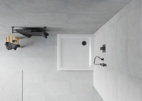 Mexen Flat duș pătrat slim 90 x 90 cm, alb, sifon negru - 40109090B