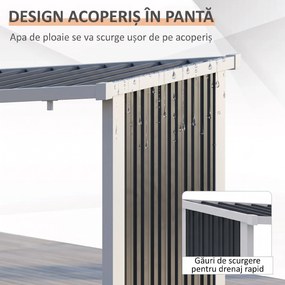 Outsunny Suport exterior pentru lemne, din oțel galvanizat, cu bază înălțată și acoperiș înclinat, 1,34 m², gri închis | Aosom Romania