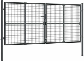 vidaXL Poartă de grădină din plasă, antracit, 300x125 cm, oțel galvanizat