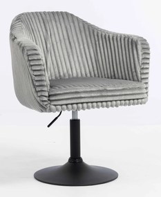 HR832N Scaun Gri Teddy Cord cu Bază Neagră