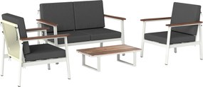 Outsunny Set Mobilier Grădină 4 Persoane: 2 Fotolii, Canapea, Măsuță | Aosom Romania